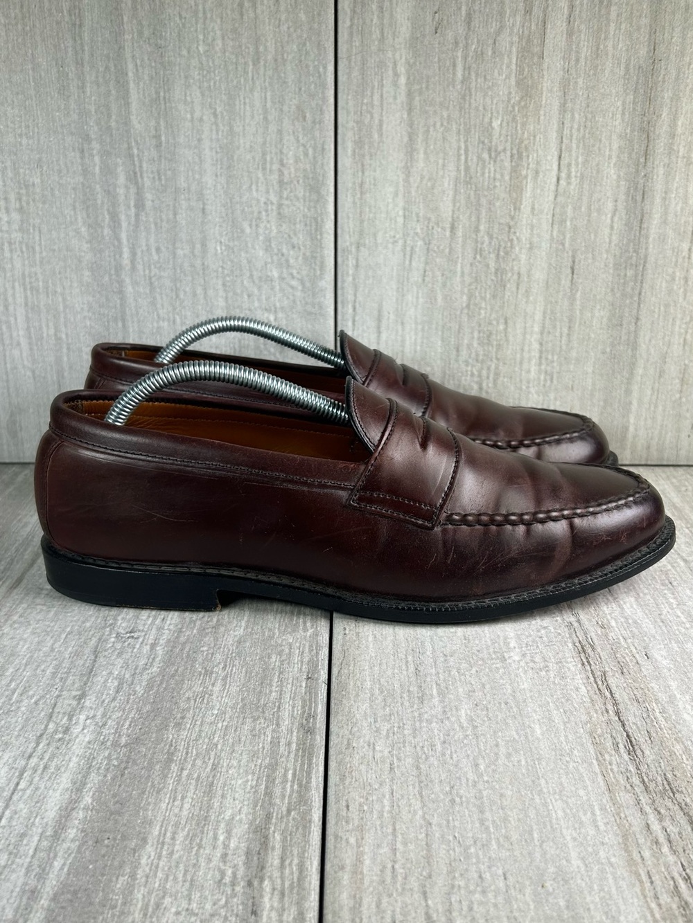 Allen Edmonds Patriot Dark Burgundy Leather Penny Loafer Dress Men Size 10.5